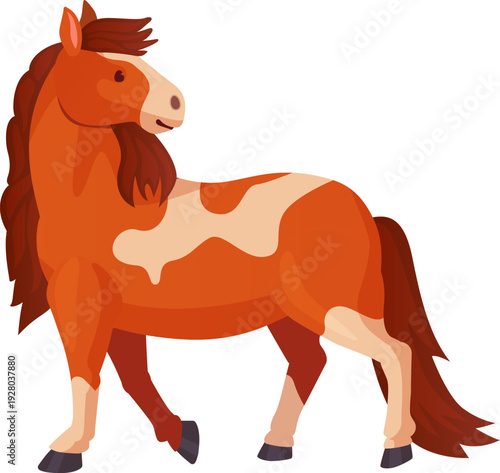 Pony pet cartoon icon. Equine animal character