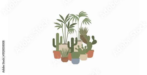 Minimal indoor houseplants vector collection isolated on white background