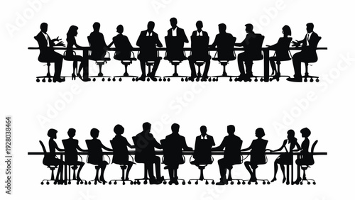 Business professionals gathered around conference table in meeting