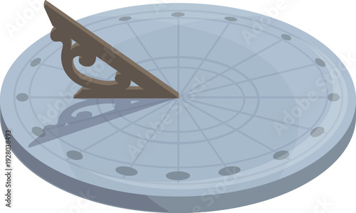 Sundial clock. Antique time measure device icon