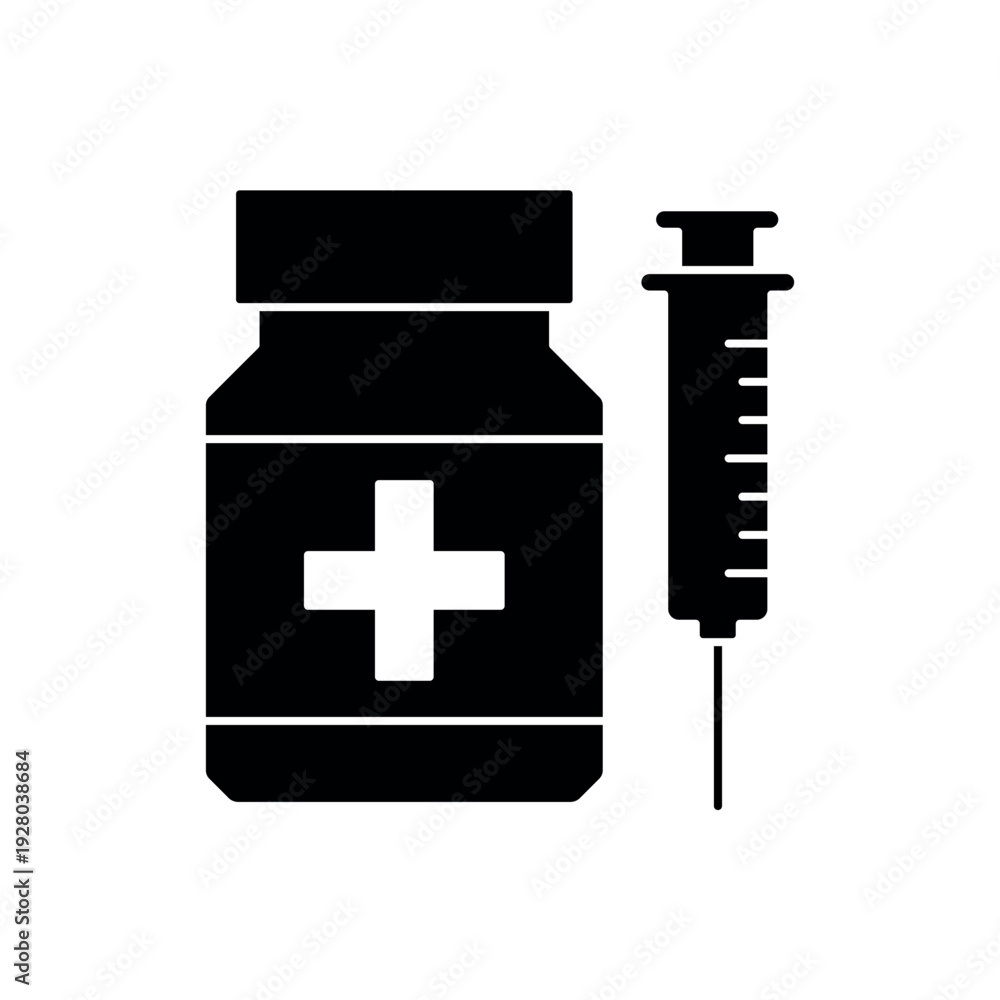Fototapeta premium Vaccination icon, isolated on white background.