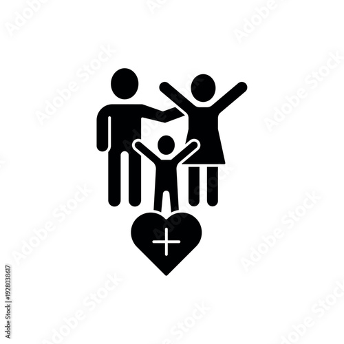 Family healthcare icon, isolated on white background.