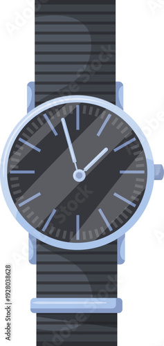 Classic black watch. Elegant wrist clock icon