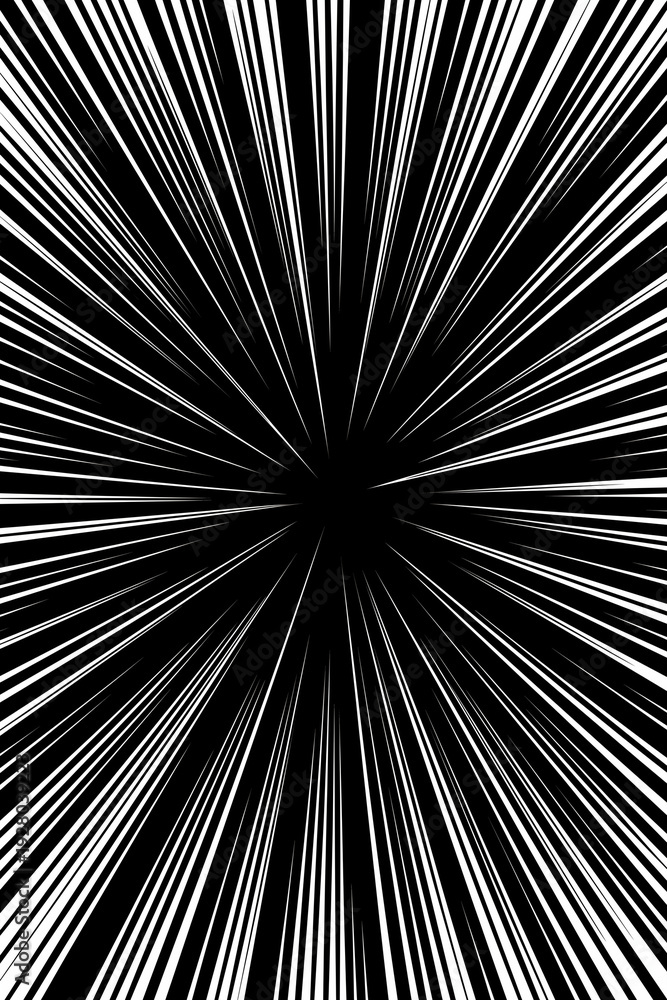 Obraz premium 漫画風の集中線 背景素材 ブラック