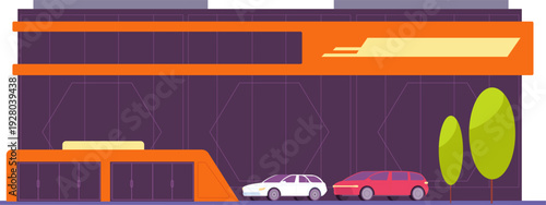 Official auto dealer store. Trade mall building