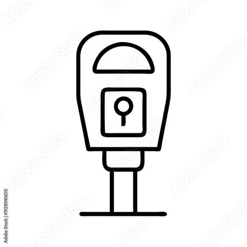 A clear outline illustration of a modern parking meter on a pole, representing urban services and fees.