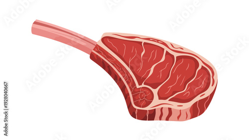 Raw Tomahawk Steak Cut with Bone Isolated White Background meat beef
