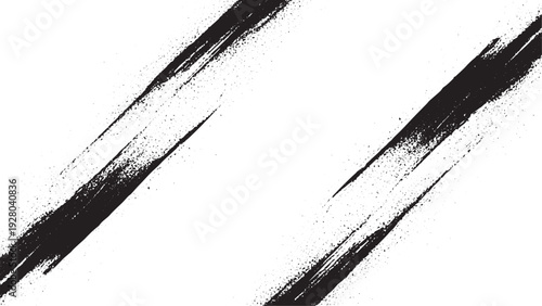 Wide grunge brush strokes textured overlay on transparent background for artistic projects and distressed design elements