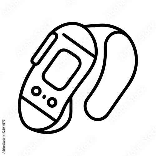 Simple Line Art Icon of a Digital Pedometer or Fitness Tracker, Health and Activity Symbol