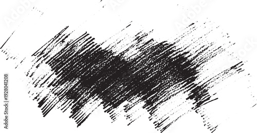 Abstract black brush stroke texture on transparent background for artistic grunge elements and distressed graphic design