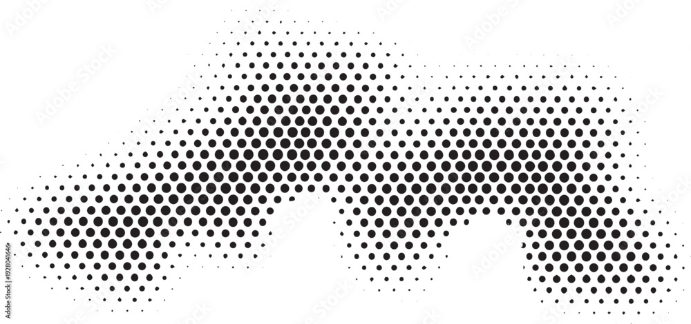 Fototapeta premium Abstract halftone dot pattern vector illustration featuring black circular elements on transparent background creating smooth wave transition ideal for modern graphic design projects now