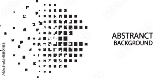 Abstract Black and White Pixelated Halftone Geometric Circle Design