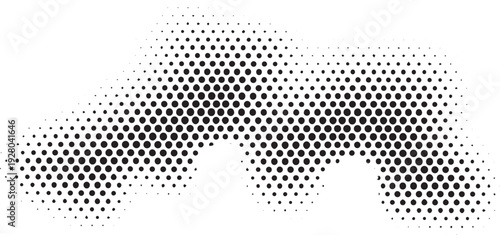 Abstract halftone dot pattern vector illustration featuring black circular elements on transparent background creating smooth wave transition ideal for modern graphic design projects now