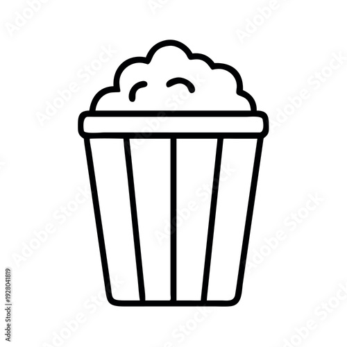 Icon of a popcorn bucket filled with popcorn, representing movies, snacks, and entertainment