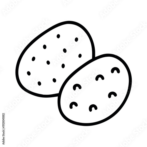 Two potatoes with eyes and sprouts, representing raw ingredients for cooking or healthy food