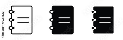 Spiral Notebook Icon Set for Office Stationery, Education Diary, and Business Note Document Concept Vector Illustration