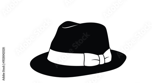 A simple black fedora hat illustration on a white background