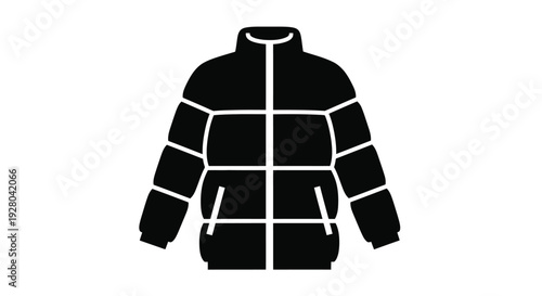 Black silhouette of a puffy winter jacket with a hood