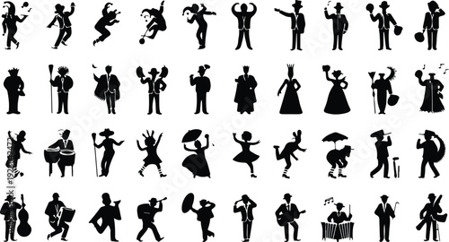 Mardi Gras Silhouette Icon Collection Mardi Gras Typography Silhouette Icon Set