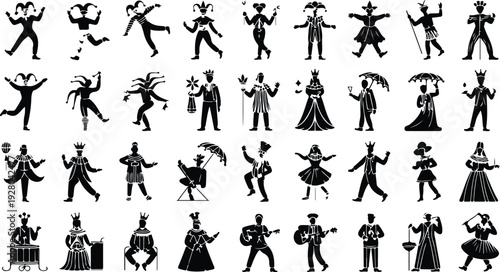 Mardi Gras Silhouette Icon Collection Mardi Gras Typography Silhouette Icon Set