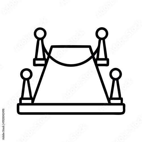 Red Carpet Event Entrance with Stanchions and Rope Barrier - Vector Icon