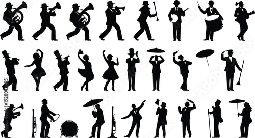 Mardi Gras Silhouette Icon Collection Mardi Gras Typography Silhouette Icon Set