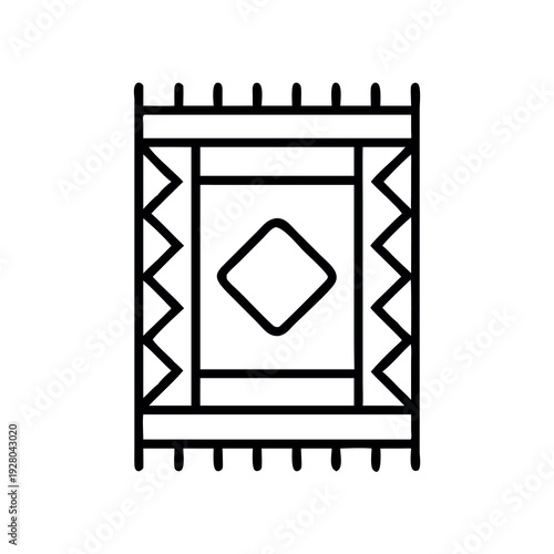 Bohemian rug icon with geometric pattern, suggesting tribal, ethnic, and decorative home furnishing