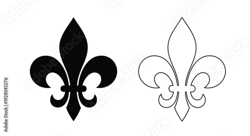 Two fleur de lis symbols one solid black and one outlined in white
