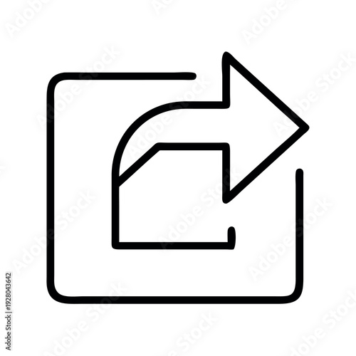 Simple line art icon symbolizing sharing or exporting data, with an arrow and a document.