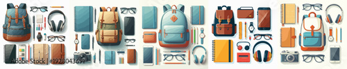 Vector of male student accessories