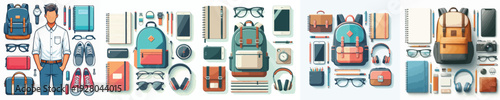 Vector of male student accessories