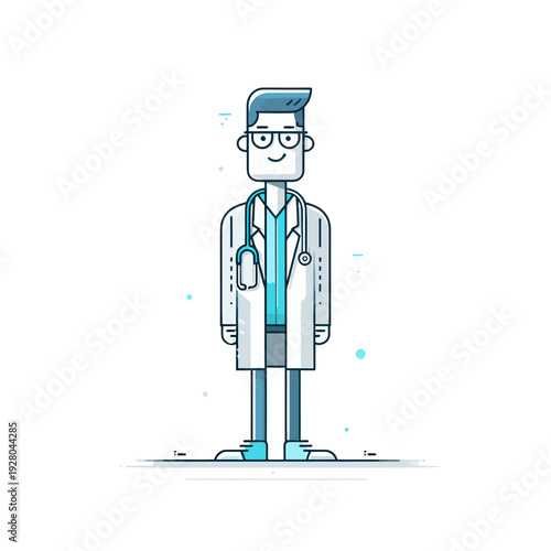 A smiling male doctor in a white coat and stethoscope, representing the healthcare profession and medical services