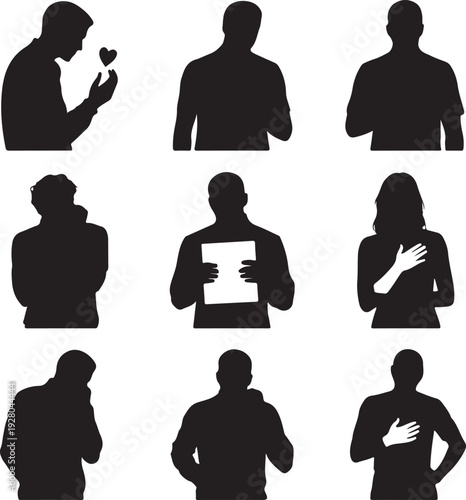 Romantic Couple Heart Silhouette Collection – Love, Wedding & Valentine Vector Icons Set