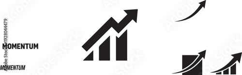 Ascending Icons of Momentum and Growth: A collection of dynamic, upward-trending arrows and bar graphs symbolizes progress, advancement, and achievement.