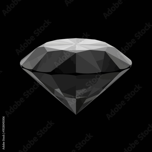 Black Diamond Gemstone, Faceted, Isolated on Black Background, Luxury, Precious Stone