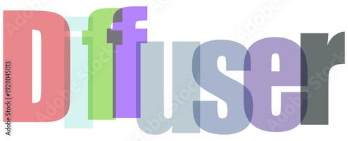 Creative typography design of the word diffuser on transparent background