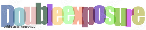 Creative typography design of 'double exposure' on transparent background