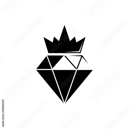 Black Diamond Crown Icon - Luxury Gemstone Royal Symbol