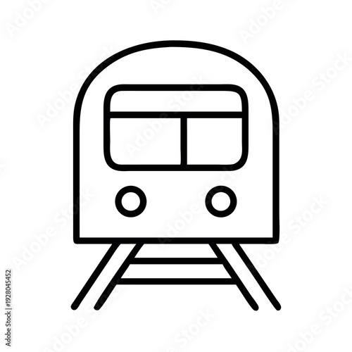 Modern train vector illustration, simple icon of a subway or commuter train on tracks