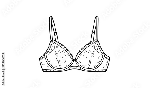Hand Drawn Lingerie Bra Outline Icon Vector Feminine Lace Underwear Doodle Illustration