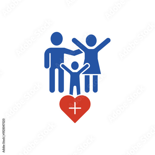 Family healthcare icon, isolated on white background.
