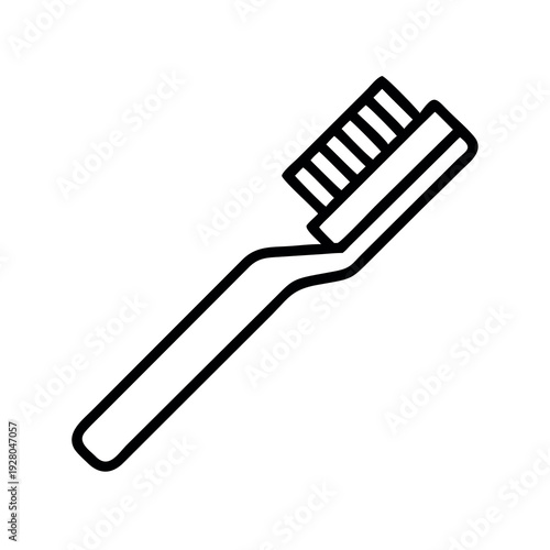 Minimalist Line Art Icon of a Toothbrush, Representing Dental Hygiene, Oral Care, or Morning Routine