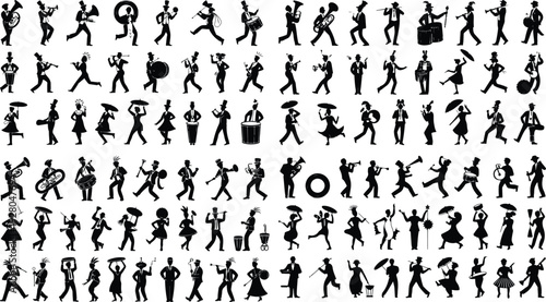 Mardi Gras Typography Silhouette Icon Set