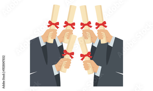 Graduates Holding Diplomas and Certificates Celebrating Achievement