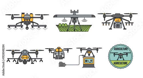 Collection of Agricultural Drones for Farming and Crop Management.