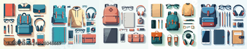 Vector of male student accessories