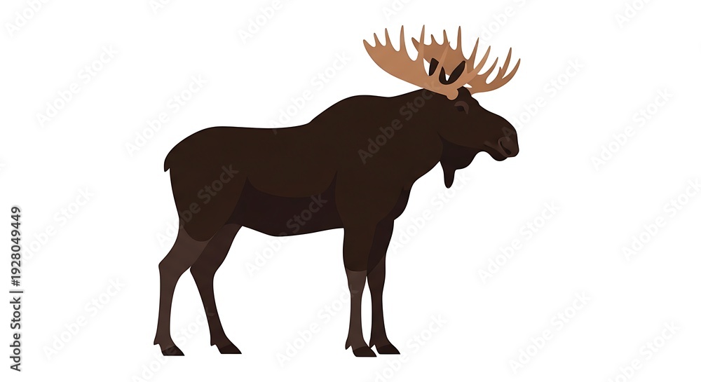 Fototapeta premium Moose Animal Wildlife Cartoon Illustration Isolated.