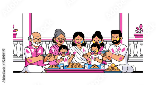 Multi Generational Family Enjoying Holi Treats