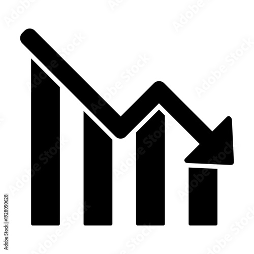 Financial losses vector icon. Revenue decline Illustration sign. Market decline symbol. Economic decline logo. Chart web icon.
