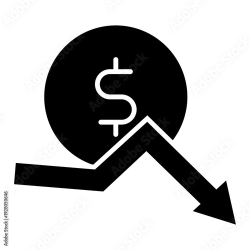 Financial losses vector icon. Revenue decline Illustration sign. Market decline symbol. Economic decline logo.